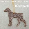 Doberman Cropped & Docked Glitter Decoration (Gold)